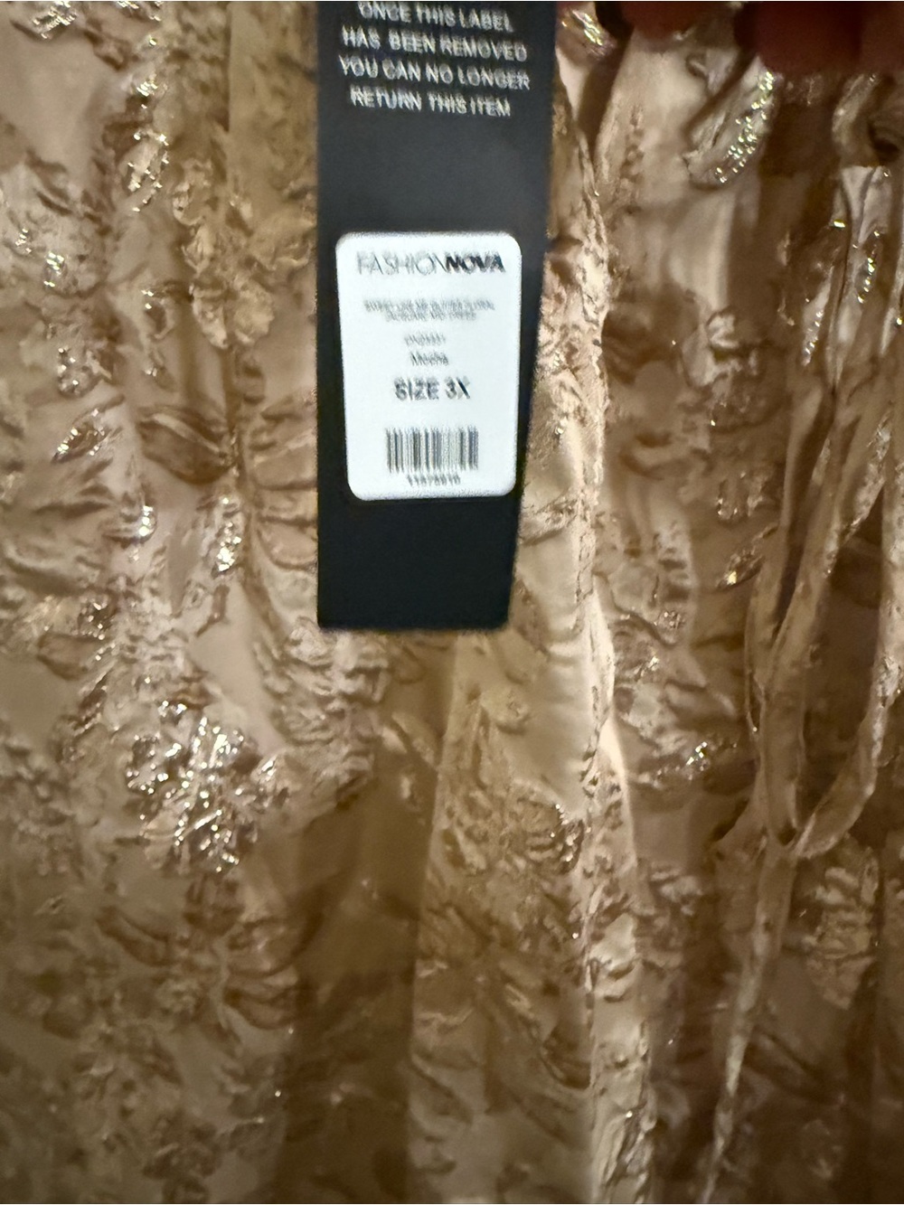 Fashion Nova Champagne Embellished Prom Dress